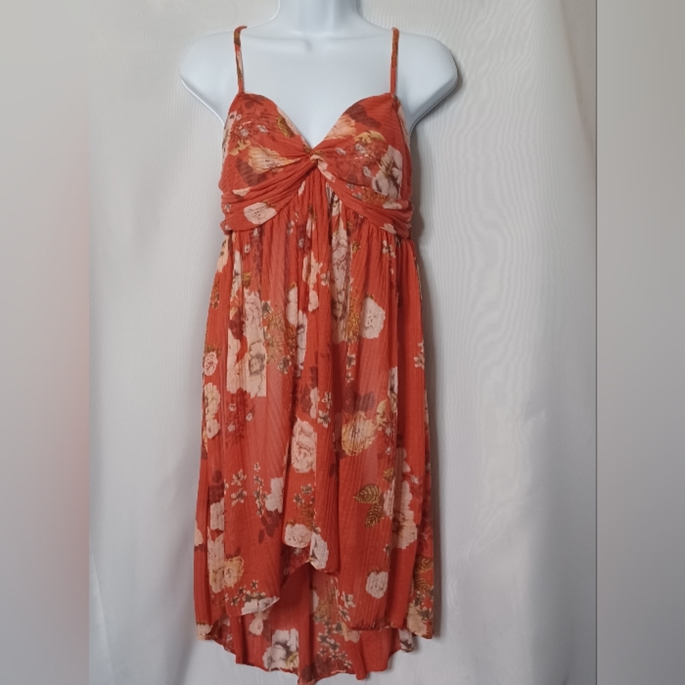 Free People Floral Sheer High Low Bottom Strap Dress. Size L